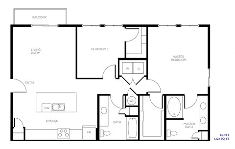 Unit 2 Floor Plan at The Hendry, Henderson, NV
